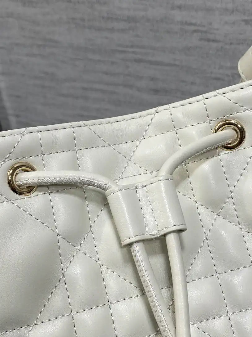Dior Small D-Motion Bag Macrocannage Lambskin M2851 White