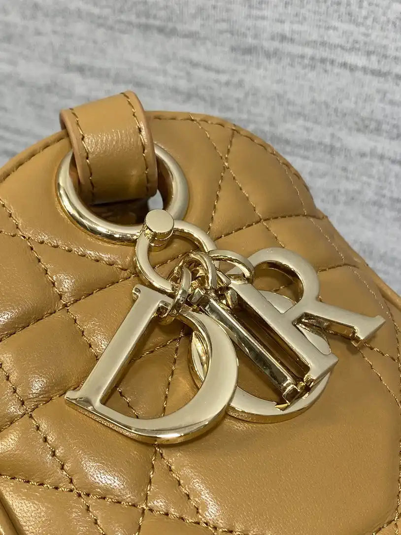Dior Small D-Motion Bag Macrocannage Lambskin M2851 Caramel