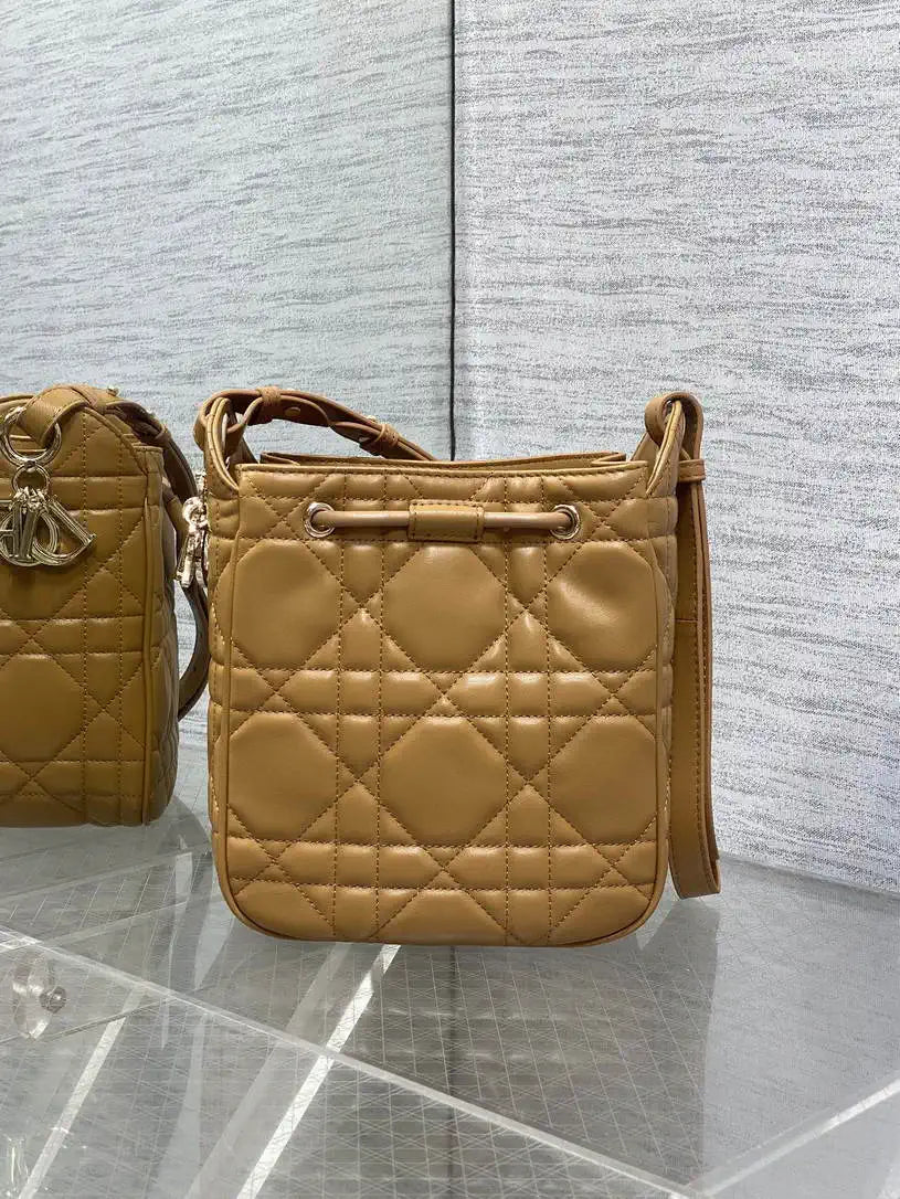 Dior Small D-Motion Bag Macrocannage Lambskin M2851 Caramel