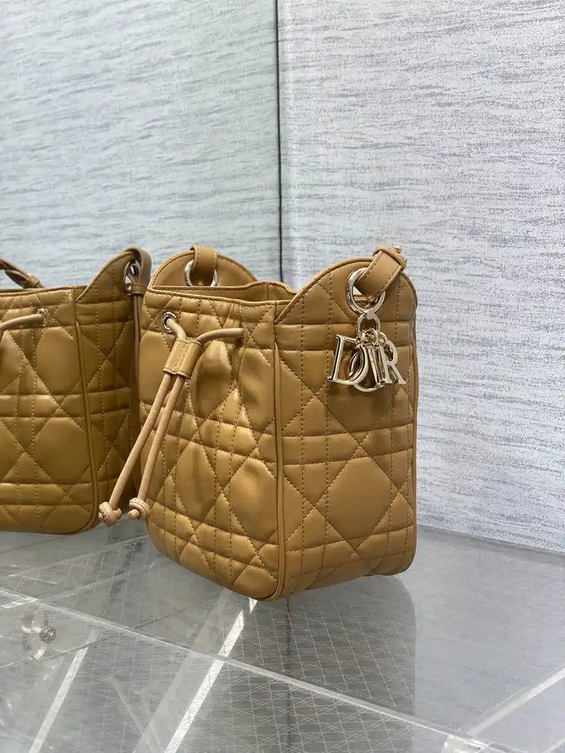 Dior Small D-Motion Bag Macrocannage Lambskin M2851 Caramel