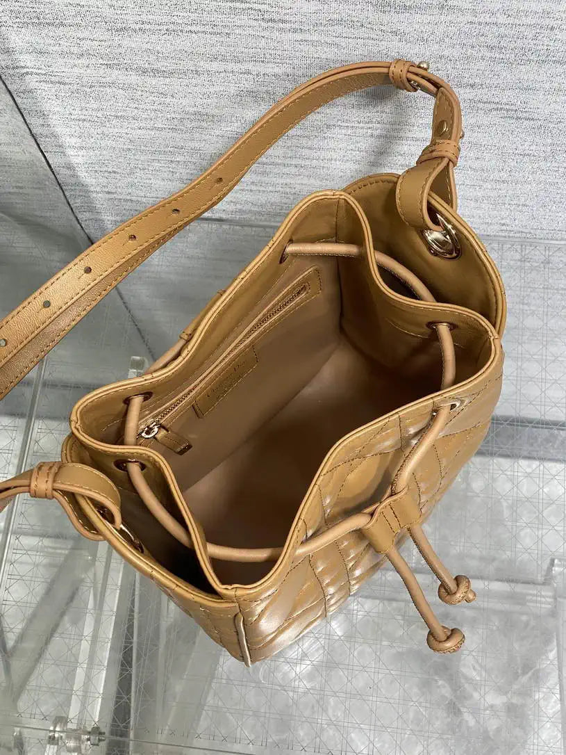 Dior Small D-Motion Bag Macrocannage Lambskin M2851 Caramel