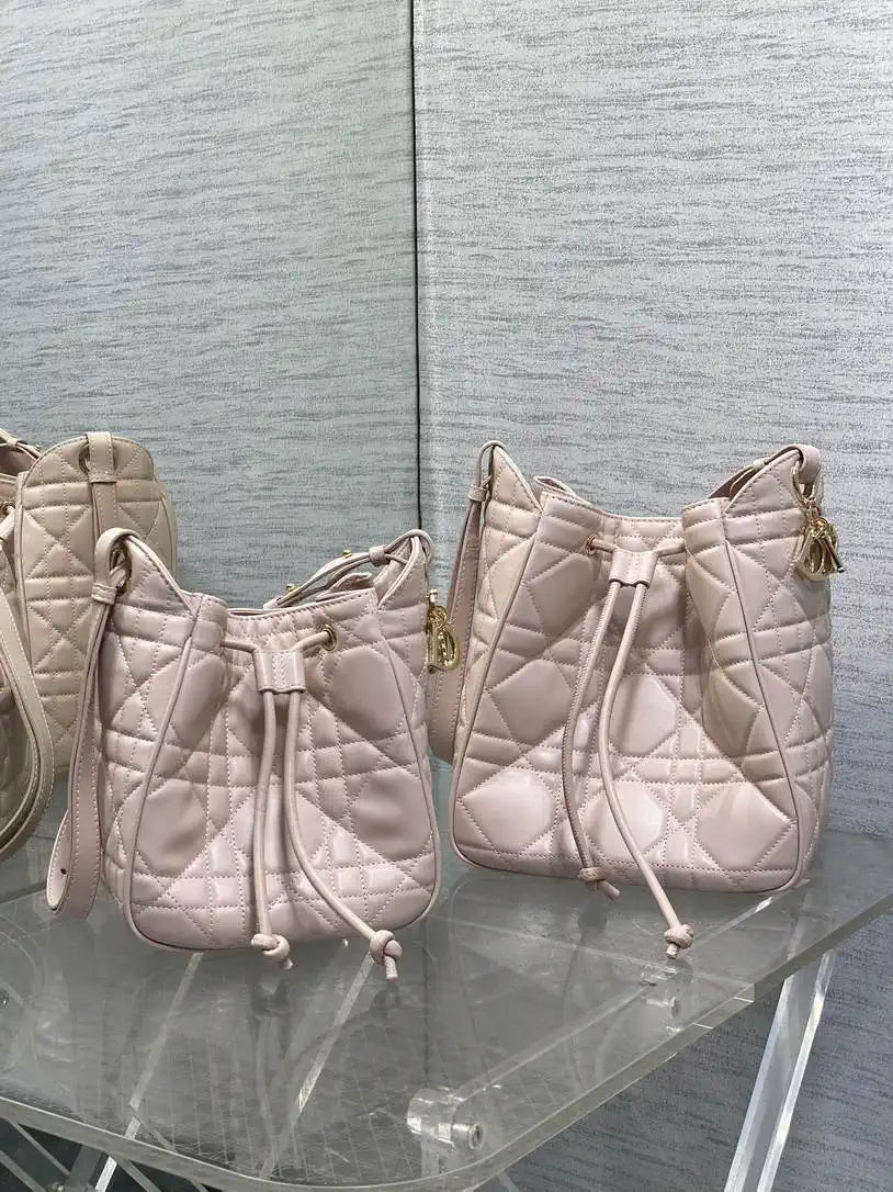 Dior Small D-Motion Bag Macrocannage Lambskin M2851 Powder Pink