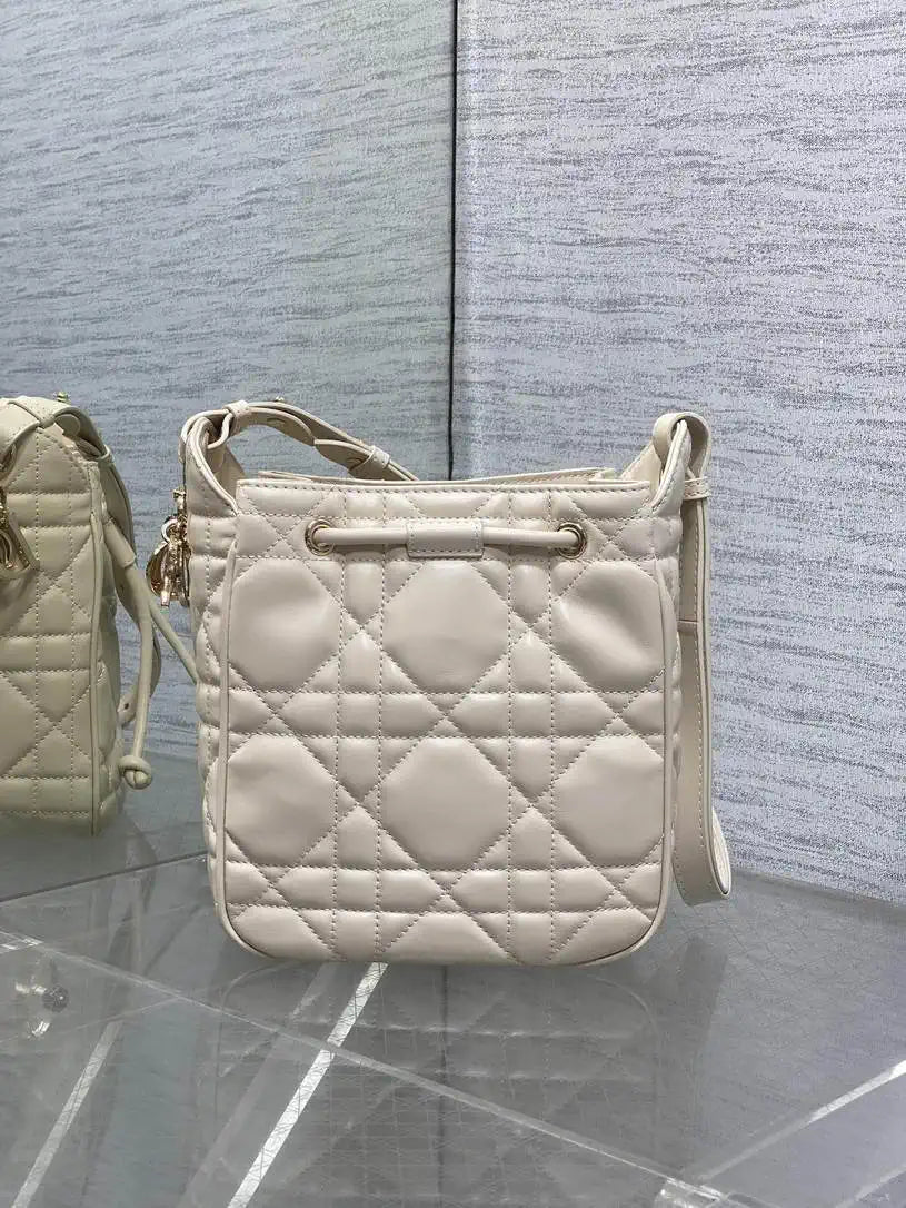 Dior Small D-Motion Bag Macrocannage Lambskin M2851 Ivory