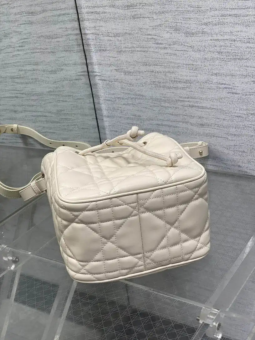 Dior Small D-Motion Bag Macrocannage Lambskin M2851 Ivory