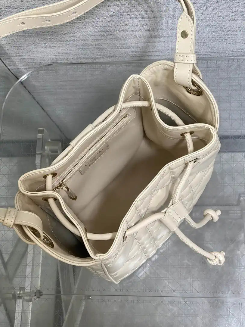 Dior Small D-Motion Bag Macrocannage Lambskin M2851 Ivory