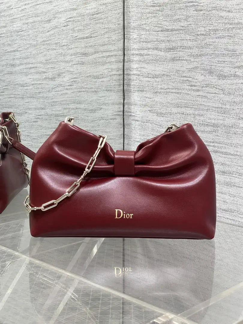 Dior Small Dior Bow Bag Lambskin M0715 Wine Red