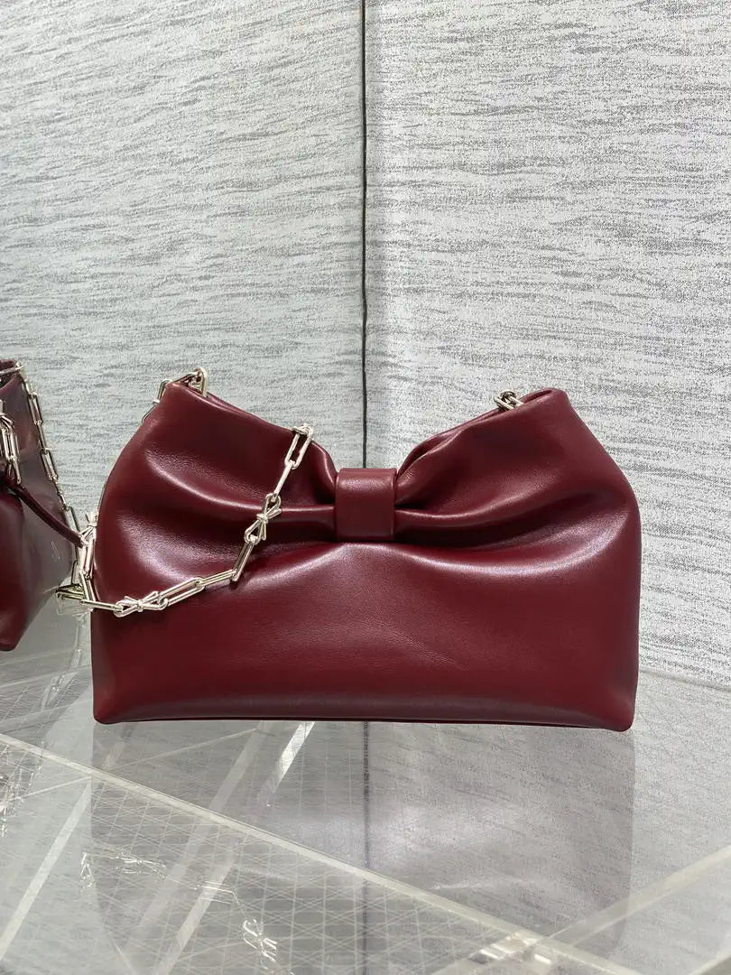 Dior Small Dior Bow Bag Lambskin M0715 Wine Red