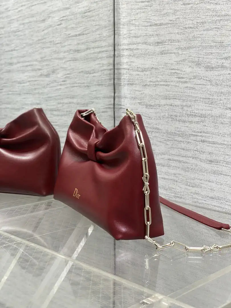 Dior Small Dior Bow Bag Lambskin M0715 Wine Red