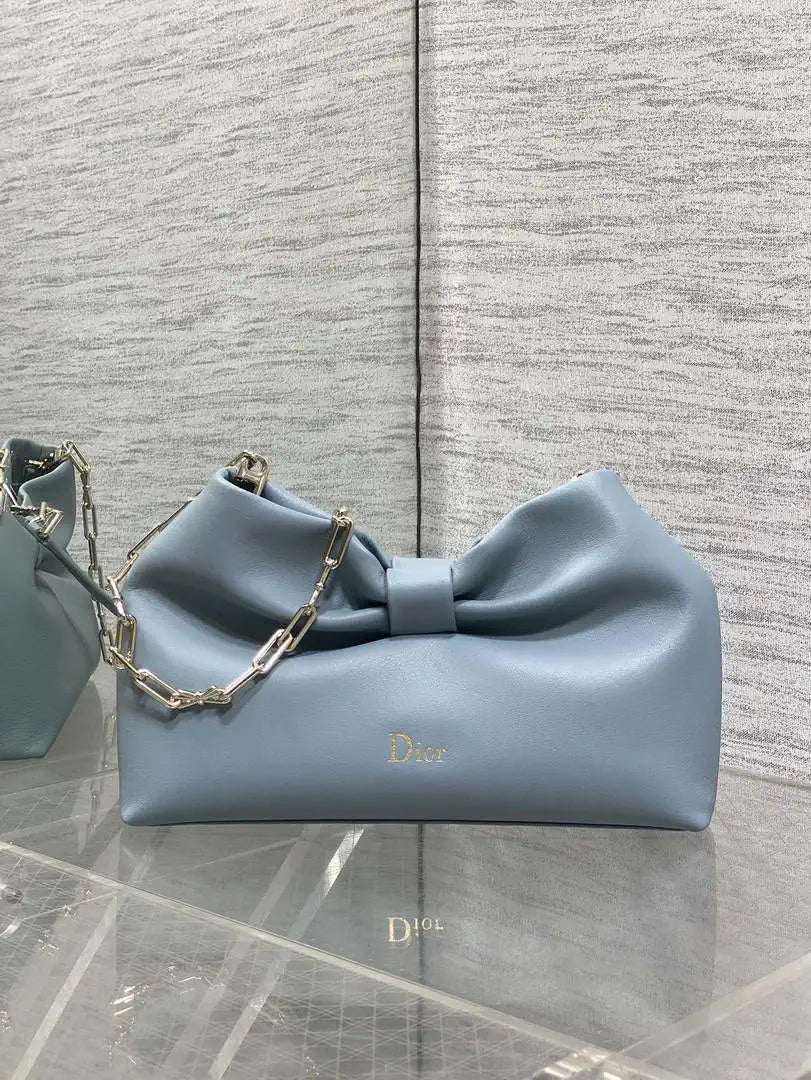 Dior Small Dior Bow Bag Bleu Tourmaline Lambskin M0715