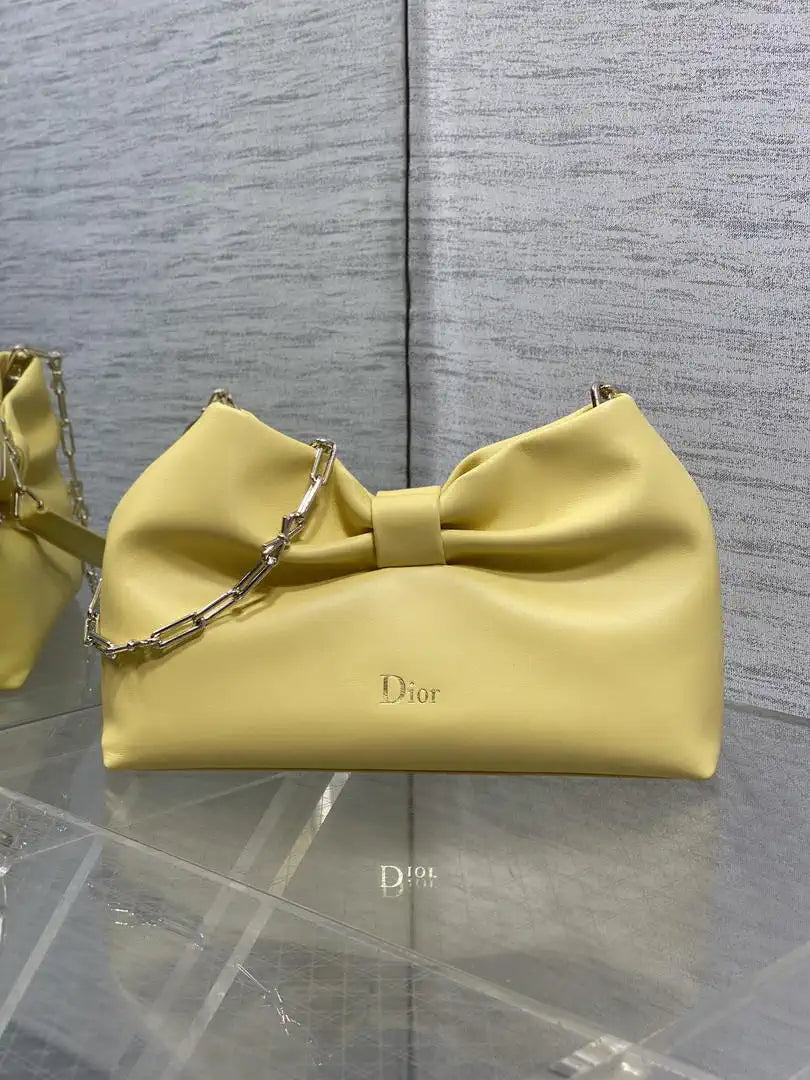 Dior Small Dior Bow Bag Lambskin M0715 Yellow