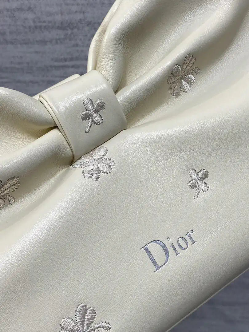 Dior Small Dior Bow Bag Calfskin leather with Bow M0715 White