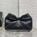 Dior Small Dior Bow Bag Calfskin leather with crocodile pattern M0715 Black