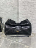 Dior Small Dior Bow Bag Calfskin leather with crocodile pattern M0715 Black