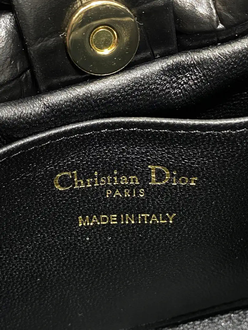 Dior Small Dior Bow Bag Calfskin leather with crocodile pattern M0715 Black
