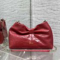 Dior Small Dior Bow Bag Calfskin leather with crocodile pattern M0715 Red