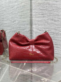 Dior Small Dior Bow Bag Calfskin leather with crocodile pattern M0715 Red