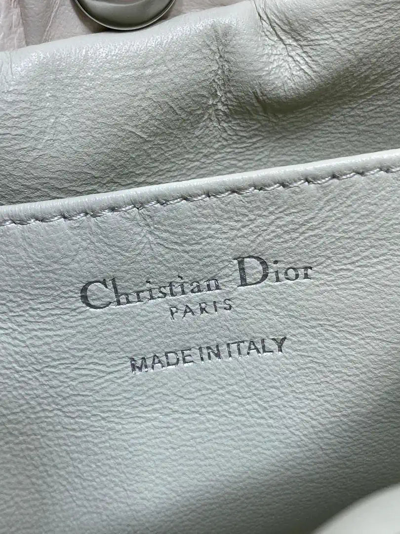 Dior Small Dior Bow Bag Calfskin leather with ostrich pattern M0715 White