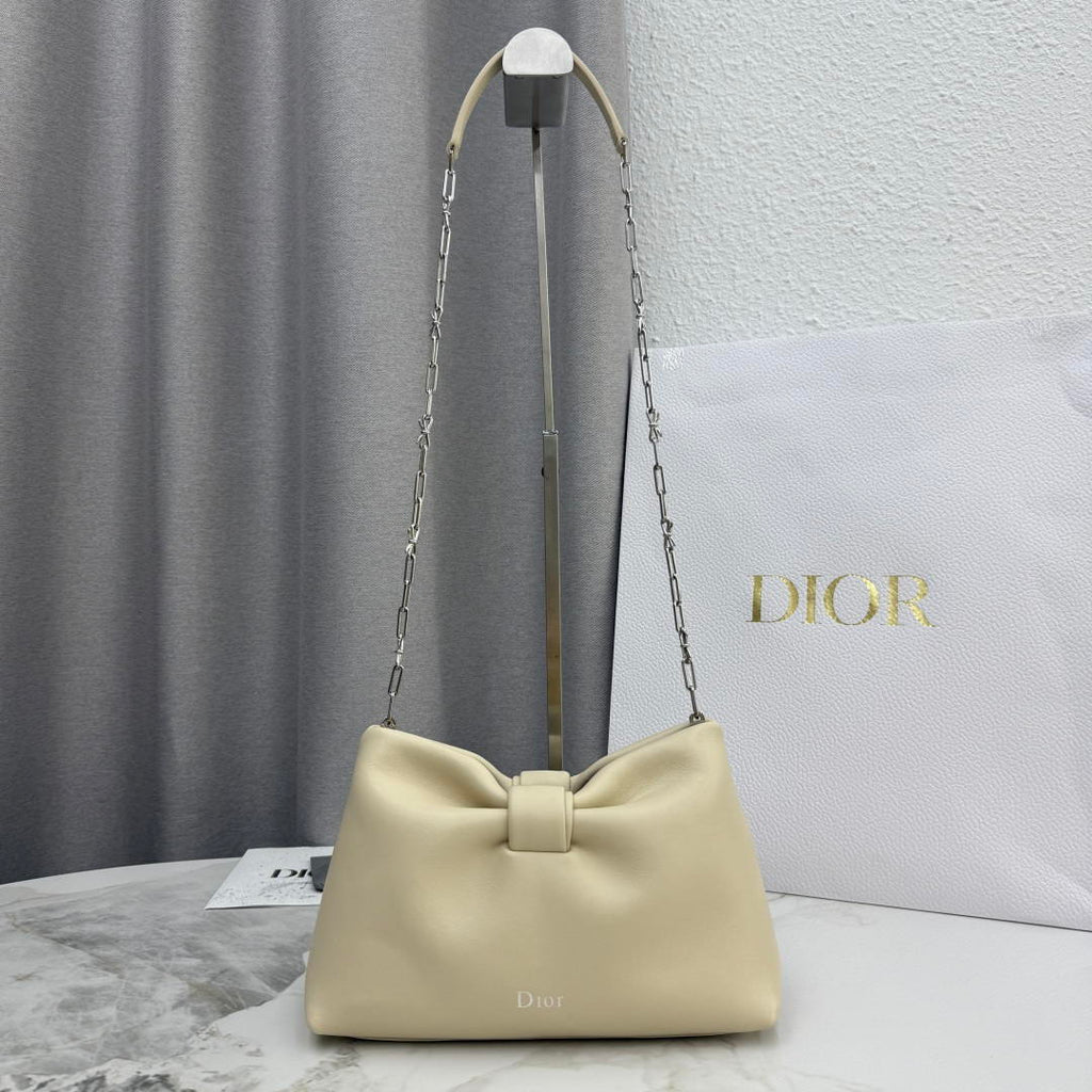 Dior Small Dior Bow Bag Lambskin M0715 Beige Silver