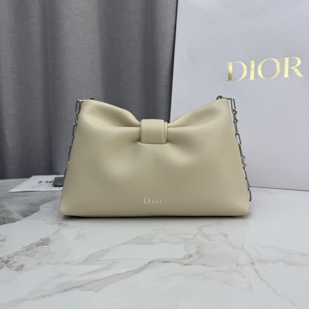 Dior Small Dior Bow Bag Lambskin M0715 Beige Silver - Default Title - View 2