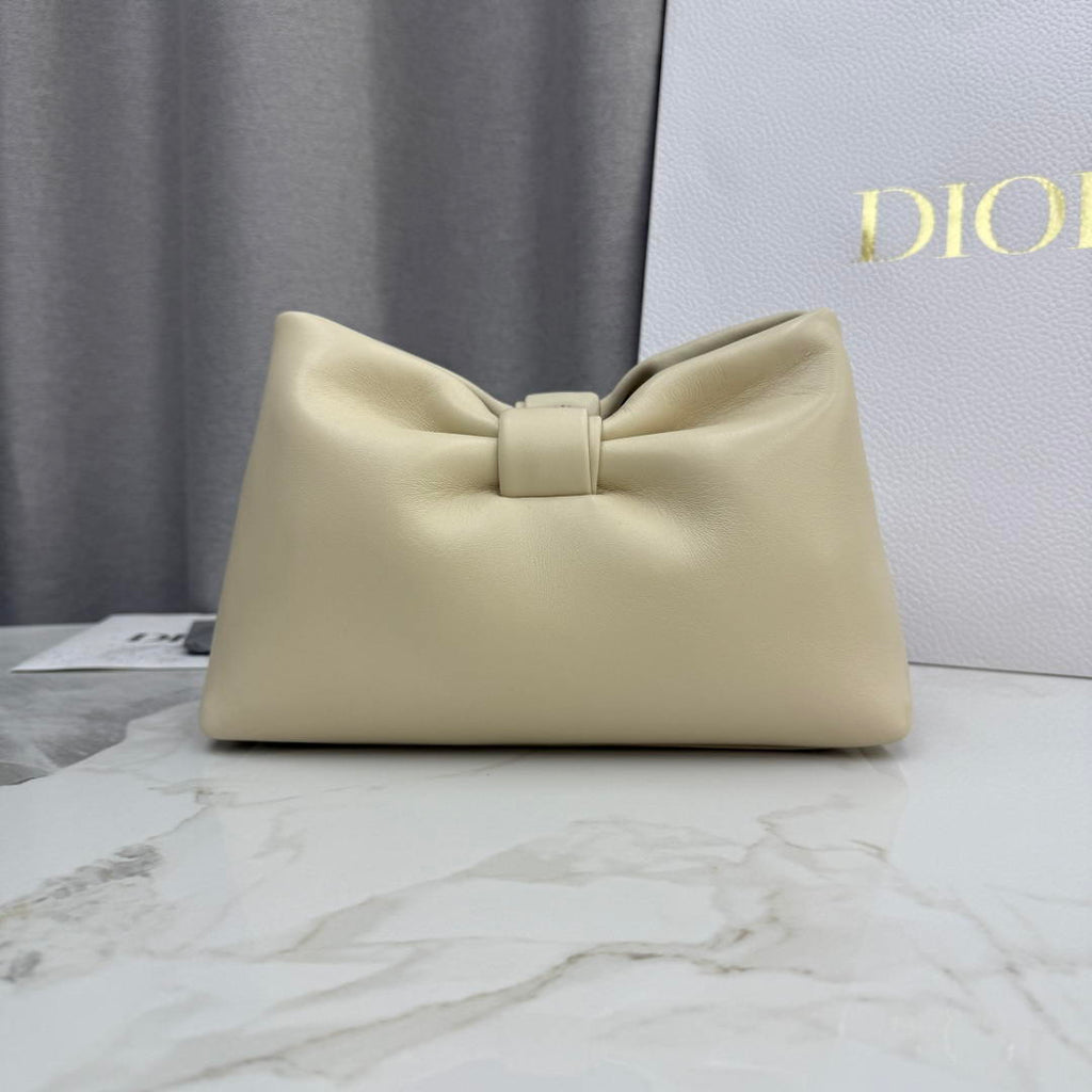 Dior Small Dior Bow Bag Lambskin M0715 Beige Silver