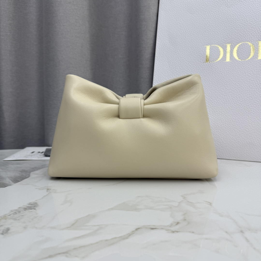 Dior Small Dior Bow Bag Lambskin M0715 Beige Silver - Default Title - View 4