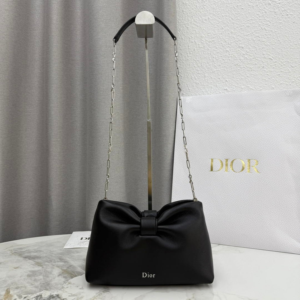 Dior Small Dior Bow Bag Lambskin M0715 Black Silver