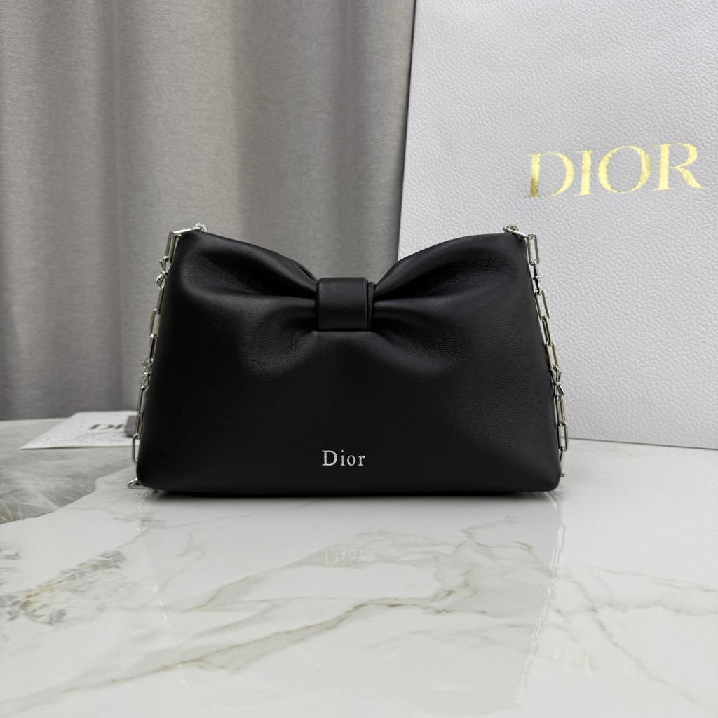 Dior Small Dior Bow Bag Lambskin M0715 Black Silver