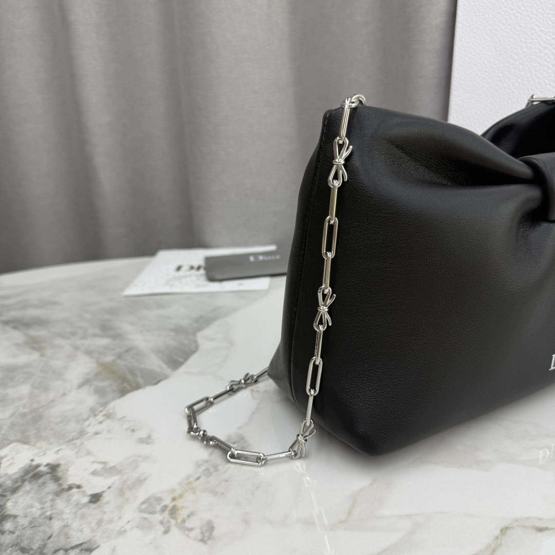 Dior Small Dior Bow Bag Lambskin M0715 Black Silver