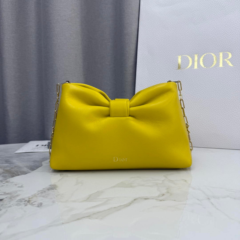 Dior Small Dior Bow Bag Lambskin M0715 Gold Yellow