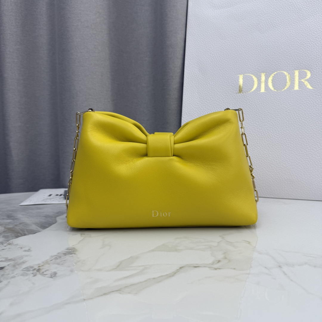 Dior Small Dior Bow Bag Lambskin M0715 Gold Yellow