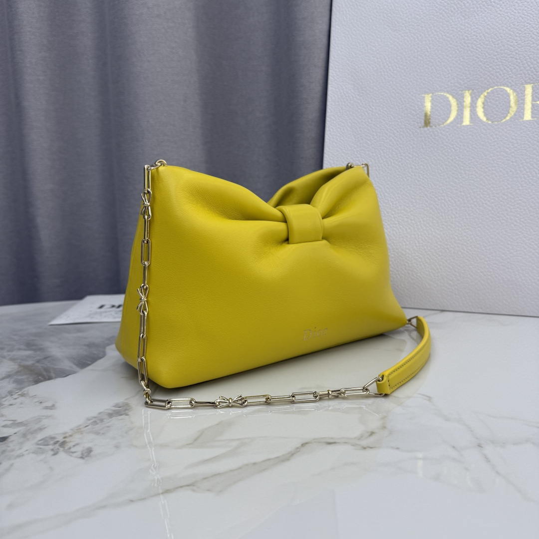 Dior Small Dior Bow Bag Lambskin M0715 Gold Yellow