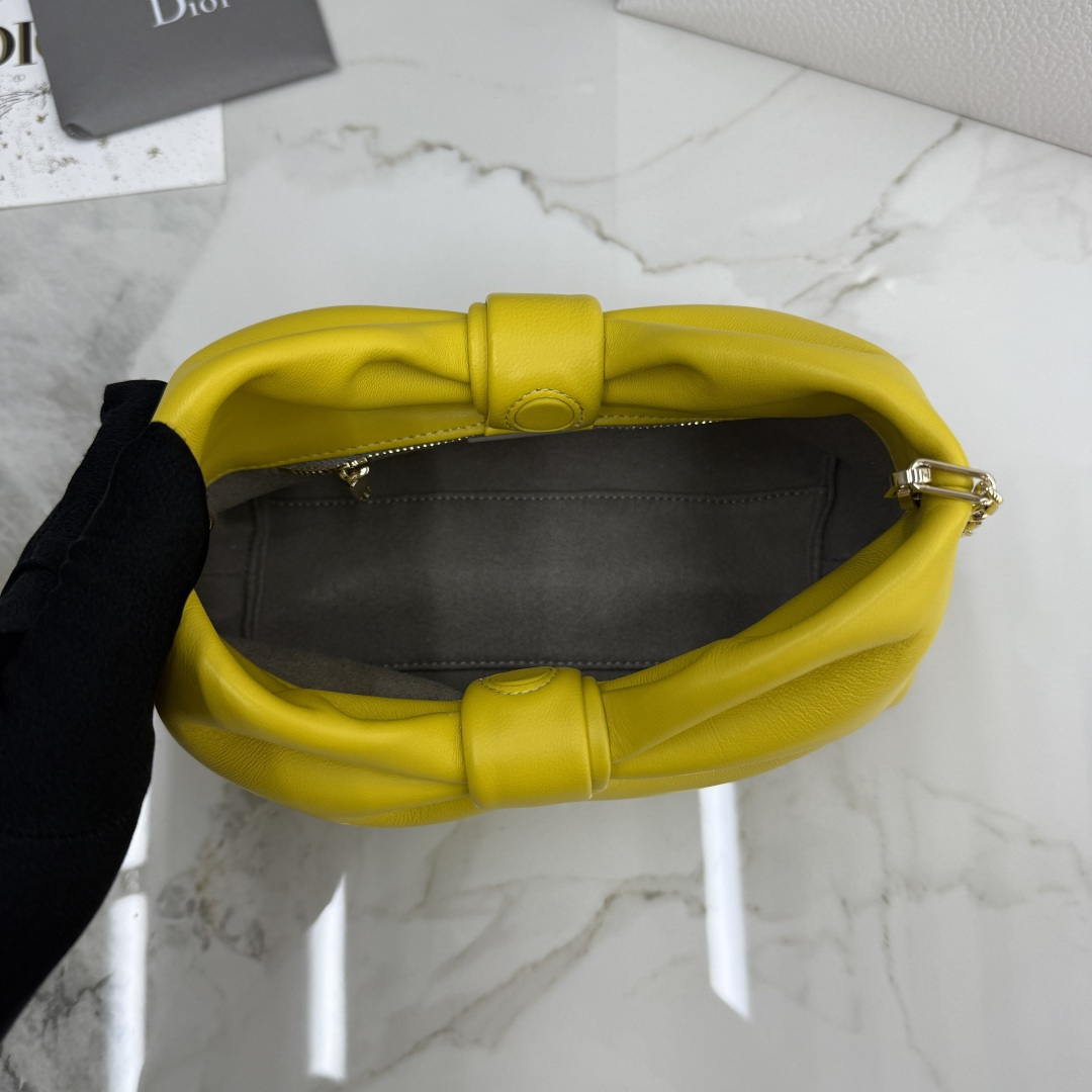 Dior Small Dior Bow Bag Lambskin M0715 Gold Yellow