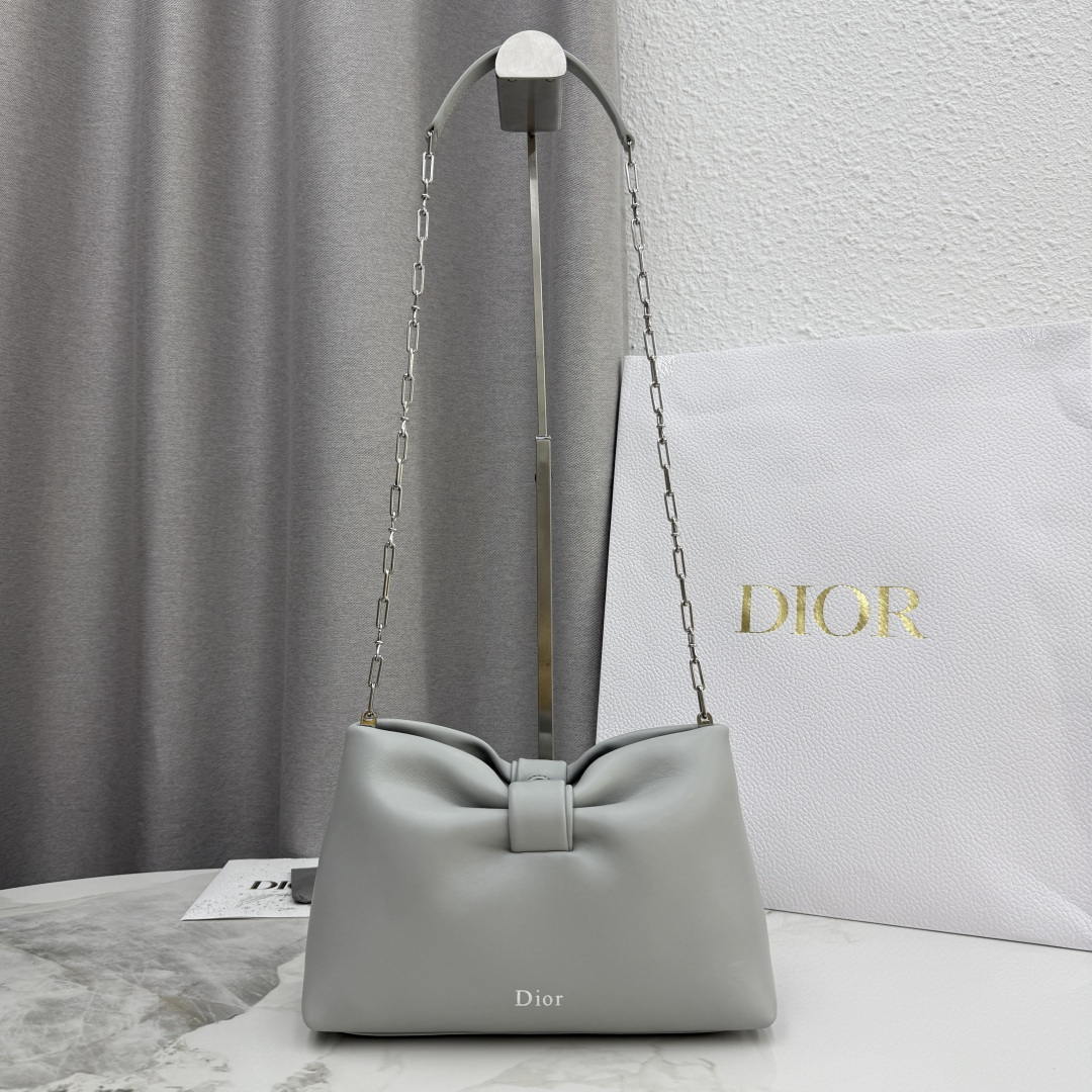 Dior Small Dior Bow Bag Lambskin M0715 Gray - Default Title - View 1