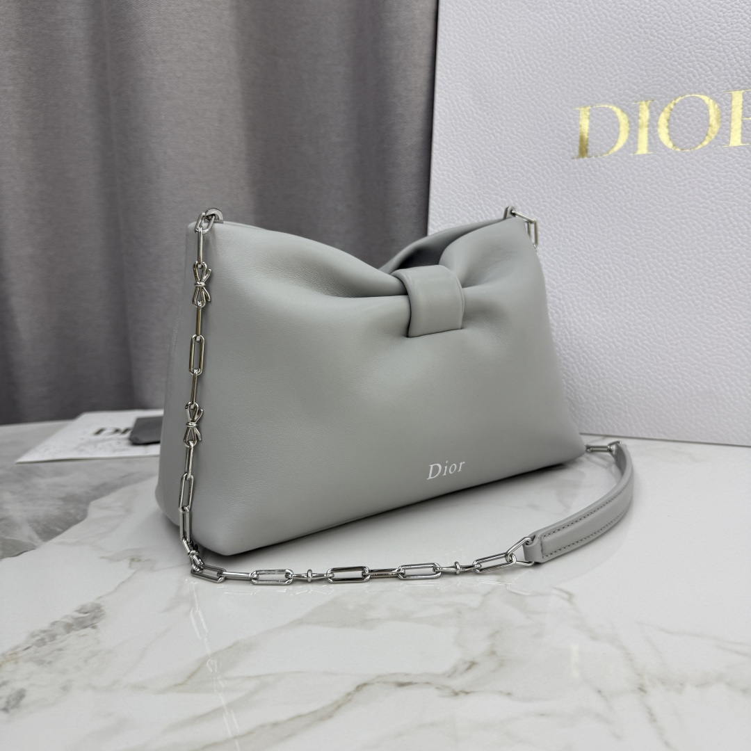 Dior Small Dior Bow Bag Lambskin M0715 Gray - Default Title - View 3