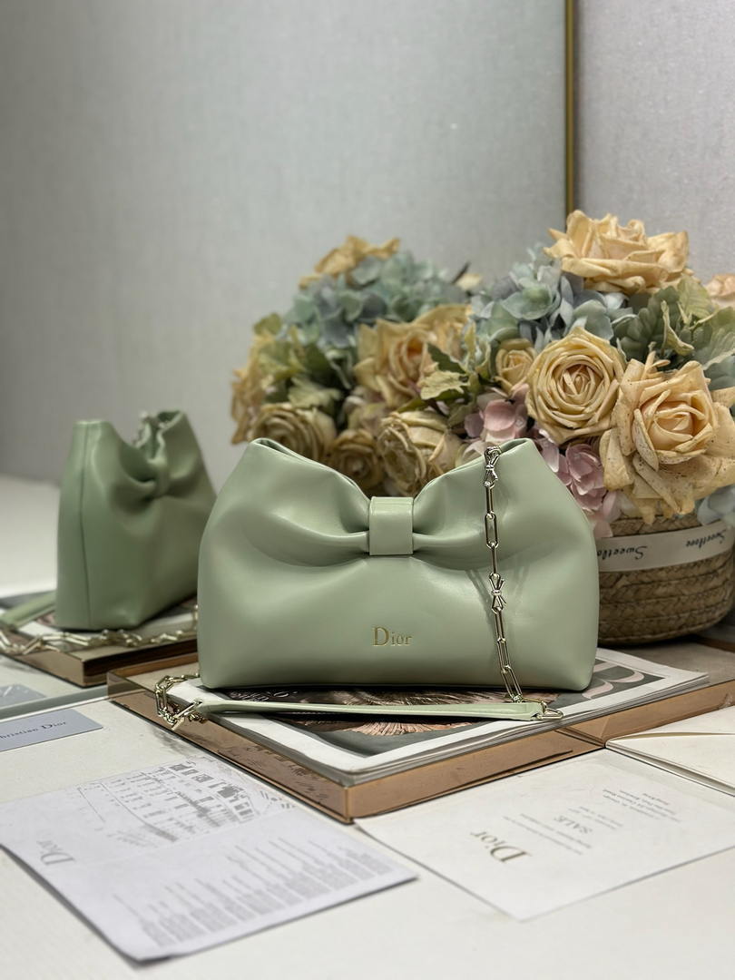 Dior Small Dior Bow Bag Lambskin M0715 Litgh Green - Default Title - View 1