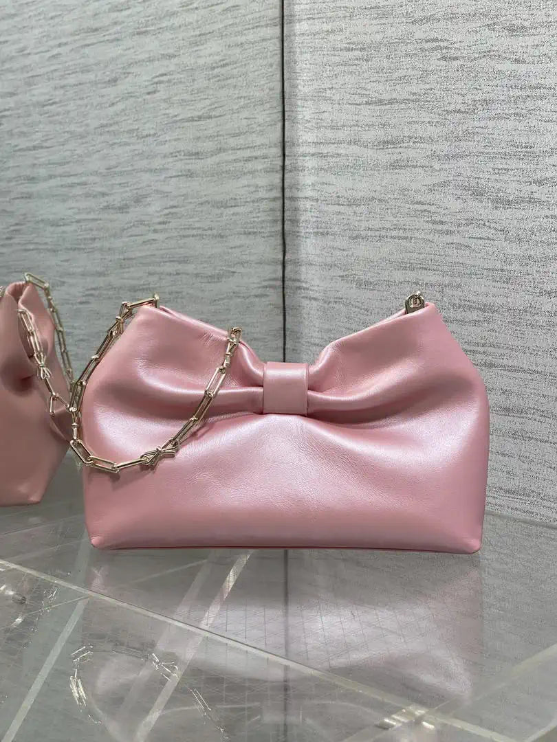 Dior Small Dior Bow Bag Lambskin M0715 Silver Pink
