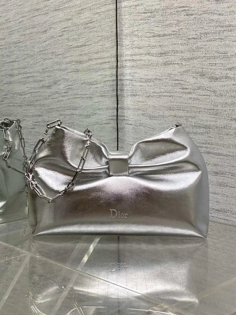 Dior Small Dior Bow Bag Lambskin M0715 Silver