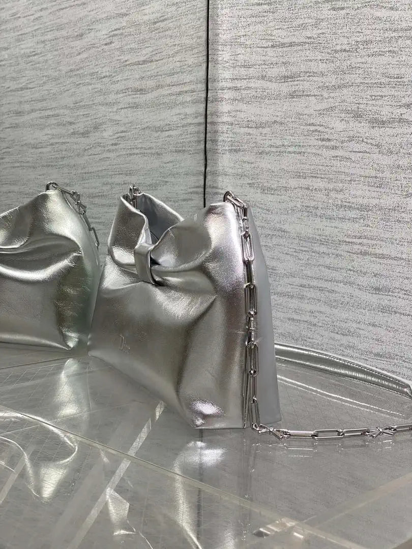 Dior Small Dior Bow Bag Lambskin M0715 Silver