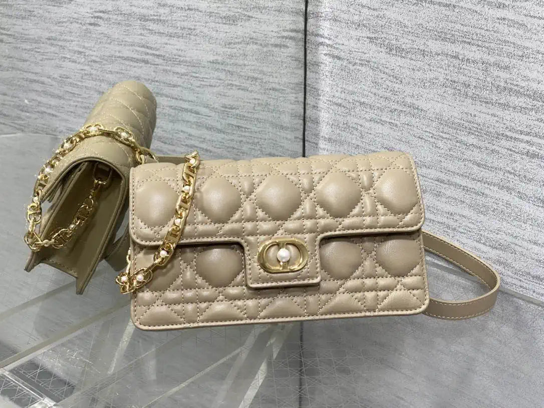 Dior Small Dior Jolie Bag With Chain Cannage Calfskin S3117 Apricot