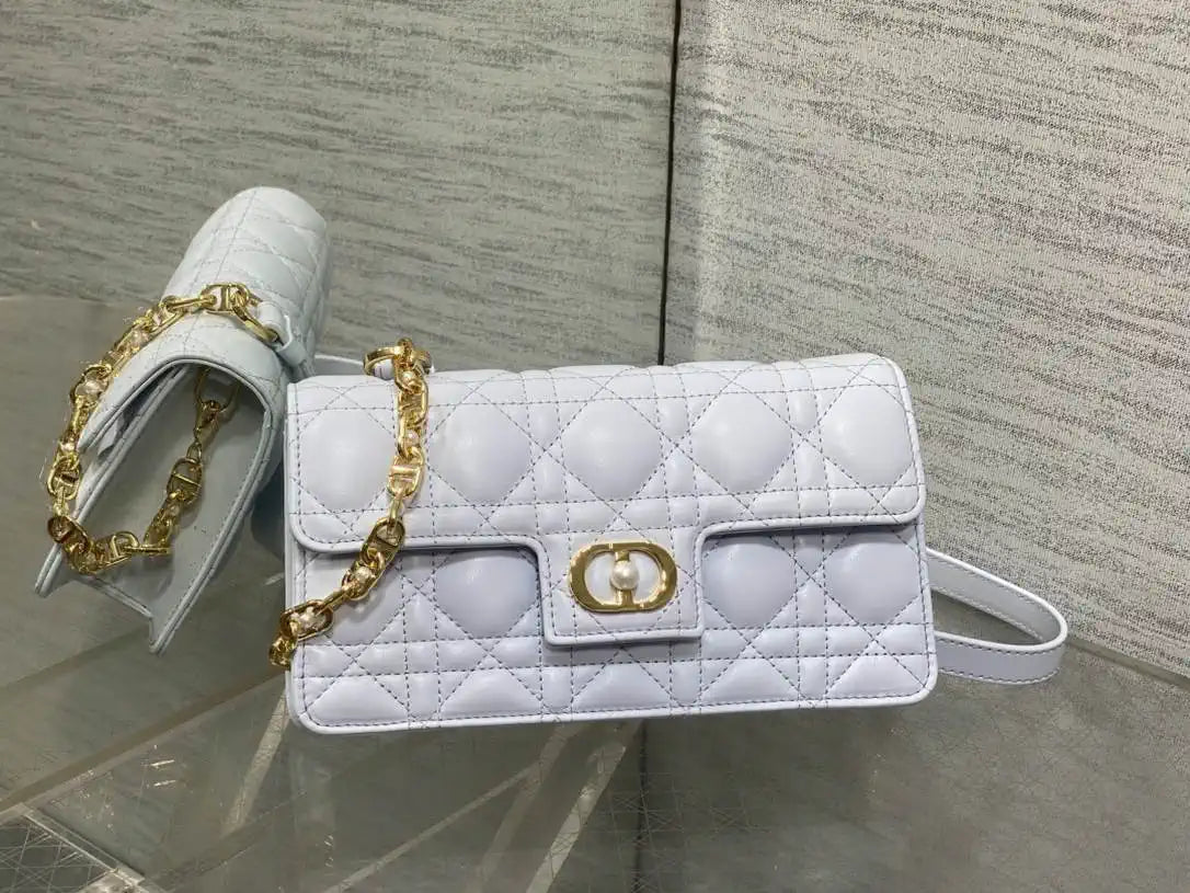 Dior Small Dior Jolie Bag With Chain Cannage Calfskin S3117 Glacier Blue