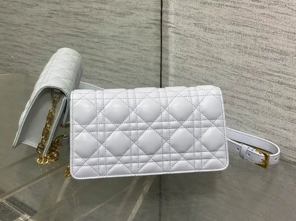 Dior Small Dior Jolie Bag With Chain Cannage Calfskin S3117 Glacier Blue