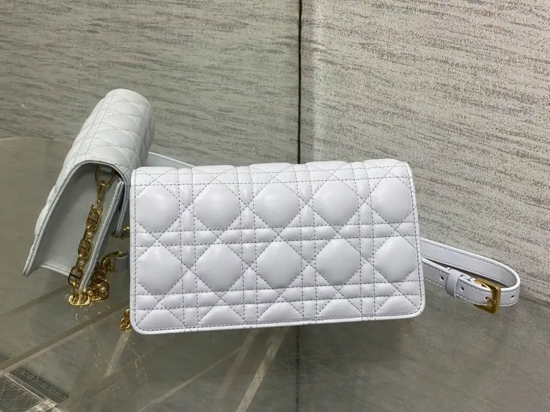 Dior Small Dior Jolie Bag With Chain Cannage Calfskin S3117 Glacier Blue