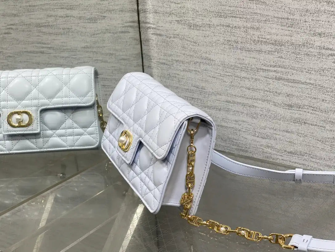 Dior Small Dior Jolie Bag With Chain Cannage Calfskin S3117 Glacier Blue