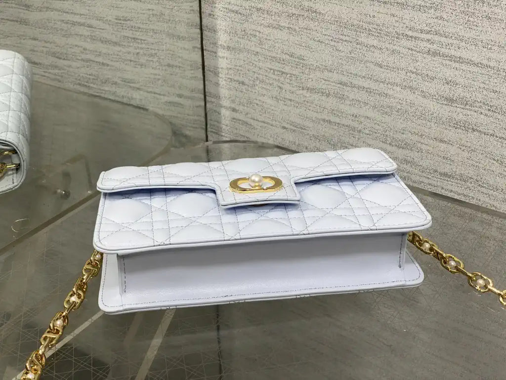 Dior Small Dior Jolie Bag With Chain Cannage Calfskin S3117 Glacier Blue