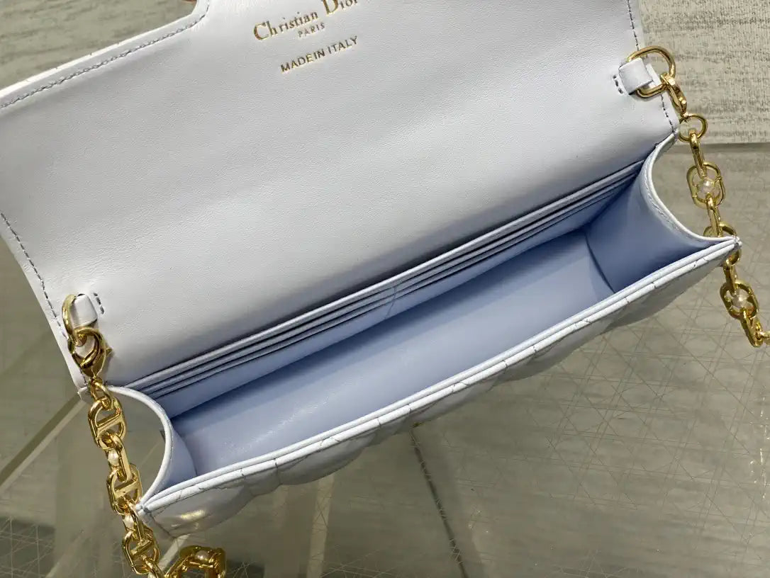 Dior Small Dior Jolie Bag With Chain Cannage Calfskin S3117 Glacier Blue