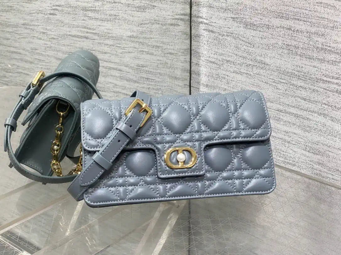 Dior Small Dior Jolie Bag With Chain Cannage Calfskin S3117 Blue