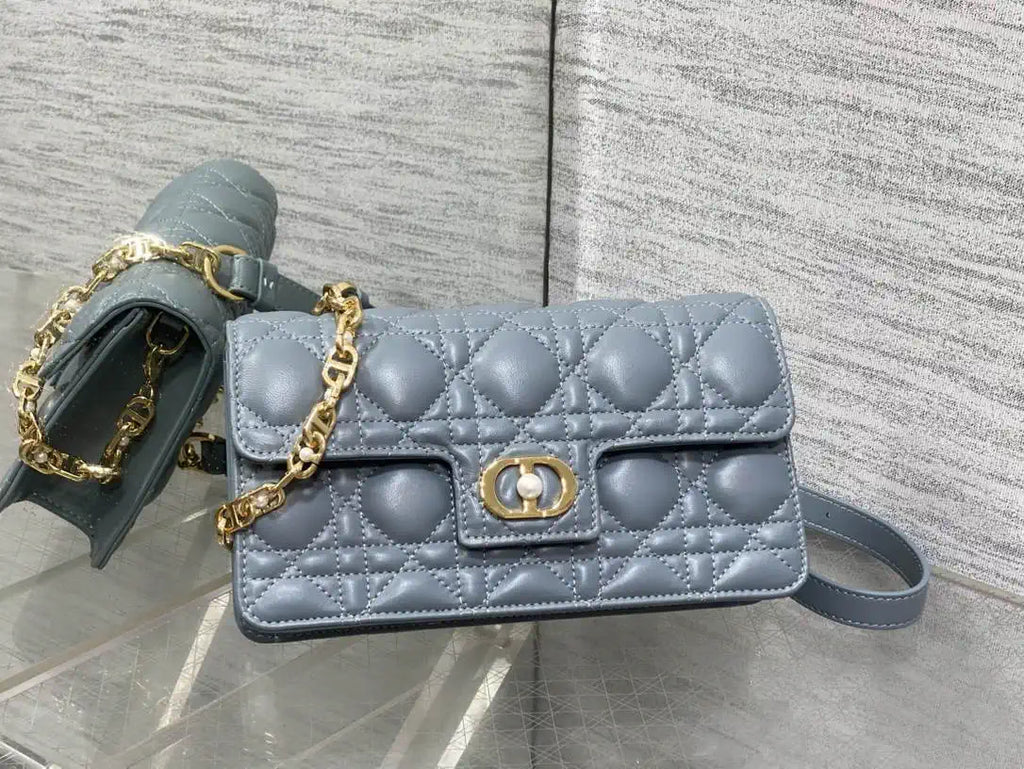 Dior Small Dior Jolie Bag With Chain Cannage Calfskin S3117 Blue