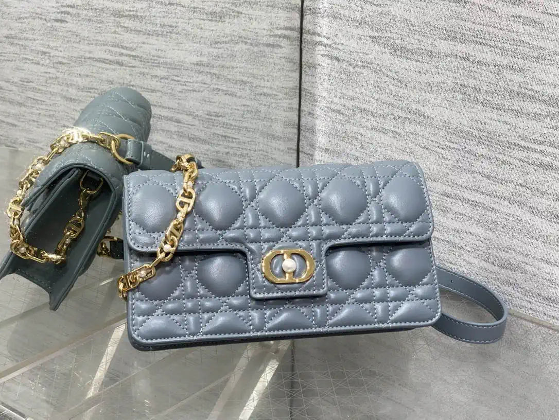Dior Small Dior Jolie Bag With Chain Cannage Calfskin S3117 Blue