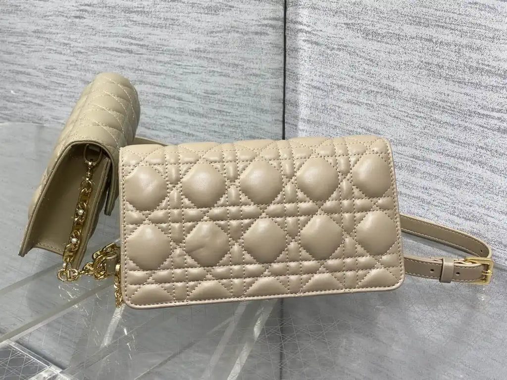 Dior Small Dior Jolie Bag With Chain Cannage Calfskin S3117 Apricot