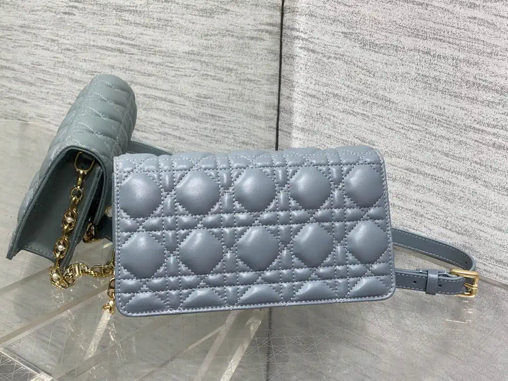 Dior Small Dior Jolie Bag With Chain Cannage Calfskin S3117 Blue